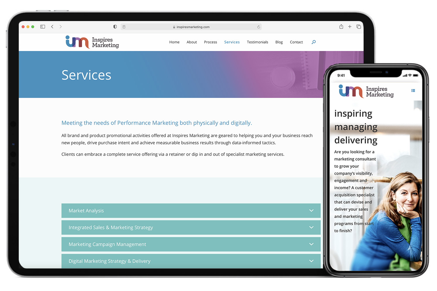 Phone and ipad screens showing the strongest points of UI design